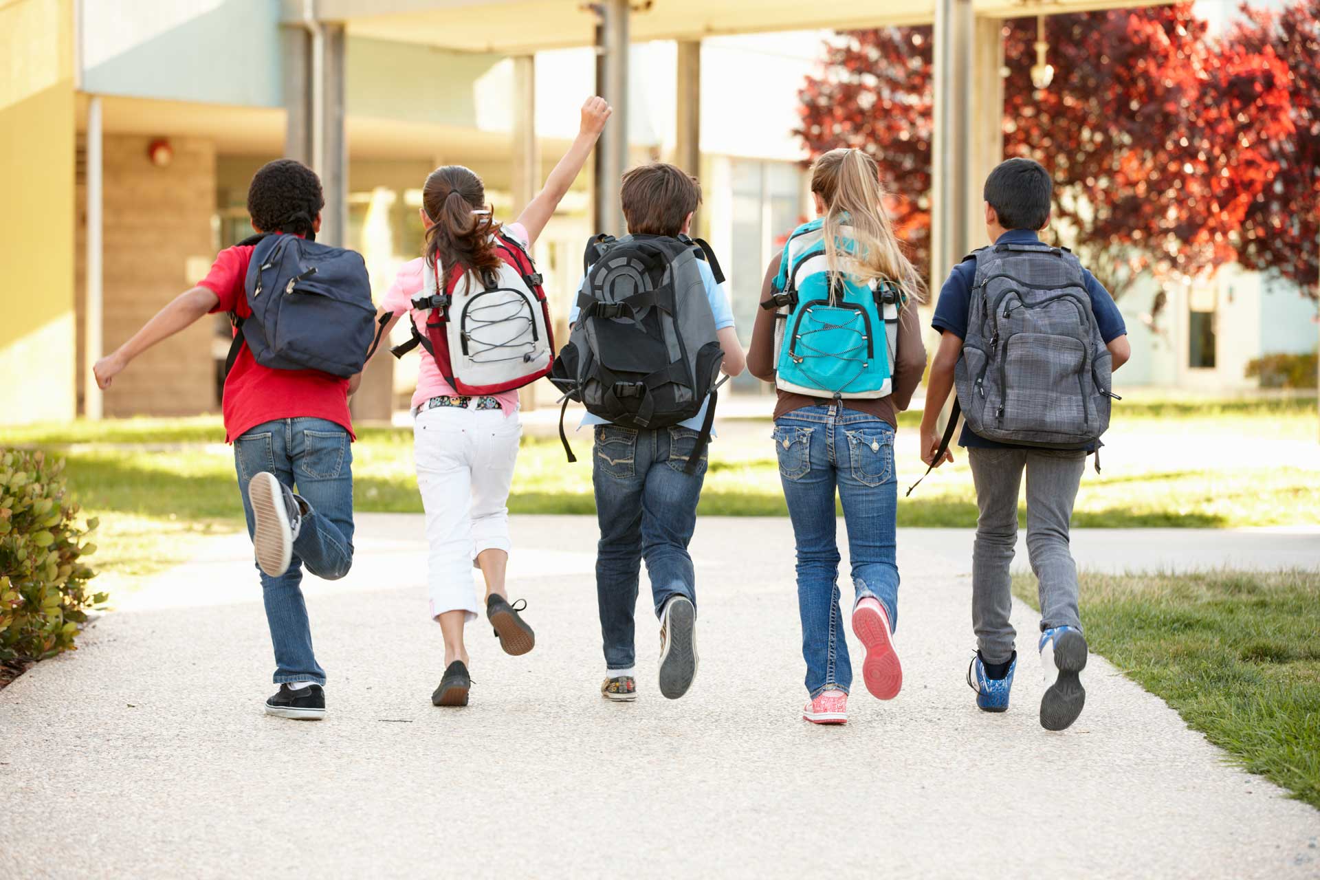 Kids walking to school together