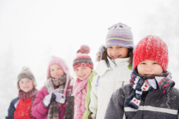 Children in winter snow