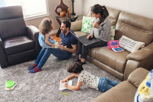 Quarantined family telecommuting with kids due to covid-19
